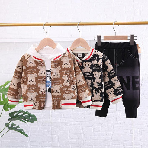Spring and Autumn Boys Casual Cardigan Set of Three